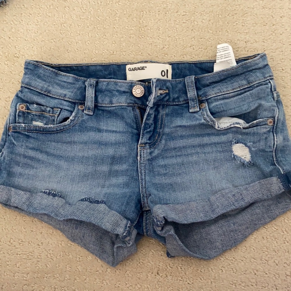 distressed jean shorts